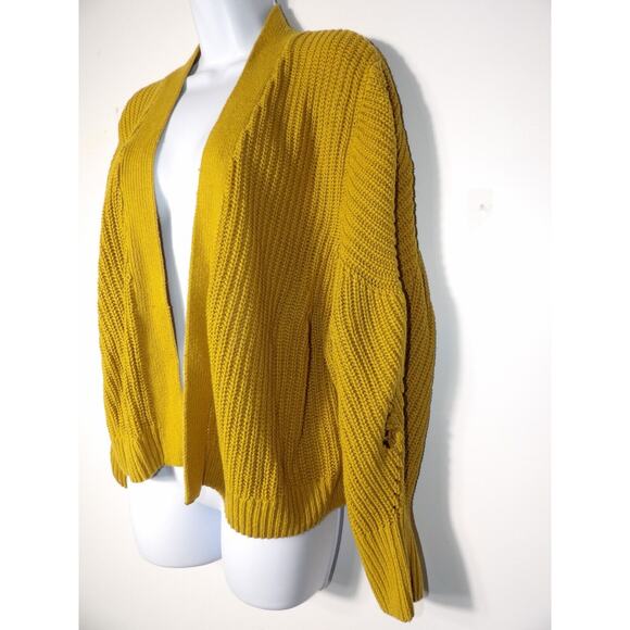 Ruby Moon Cardigan Womens Small Knit Mustard Yellow Shrug Open Style Lagenlook - Picture 3 of 11